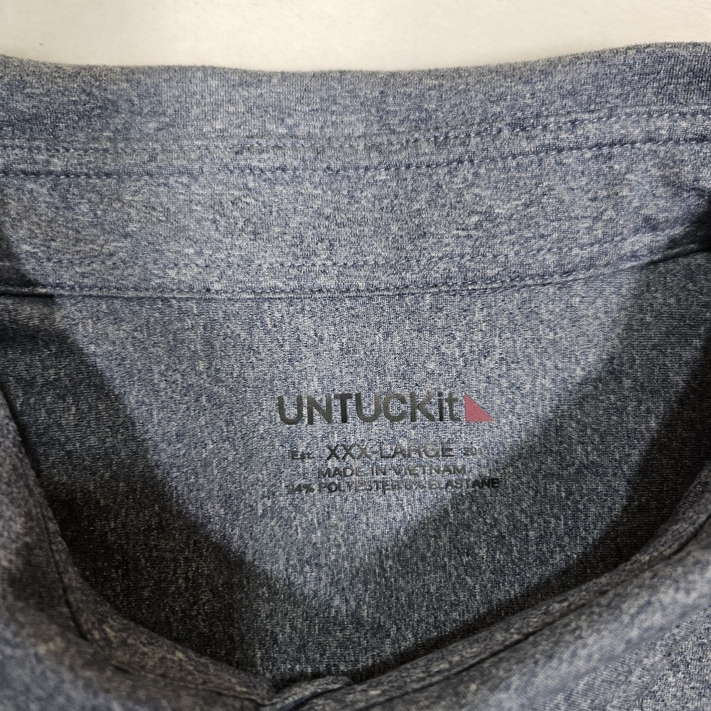 UNTUCKit Shirt Men Sz XXXL‎ Slim Blue Button Up Long Sleeve Performance Perf Tee - Picture 2 of 8